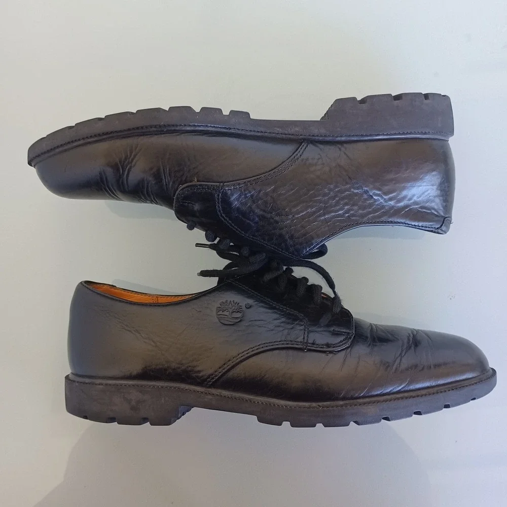 Timberland Mens Black Leather Oxford Lug Sole Shoes 9012 96069 Size 9M‎